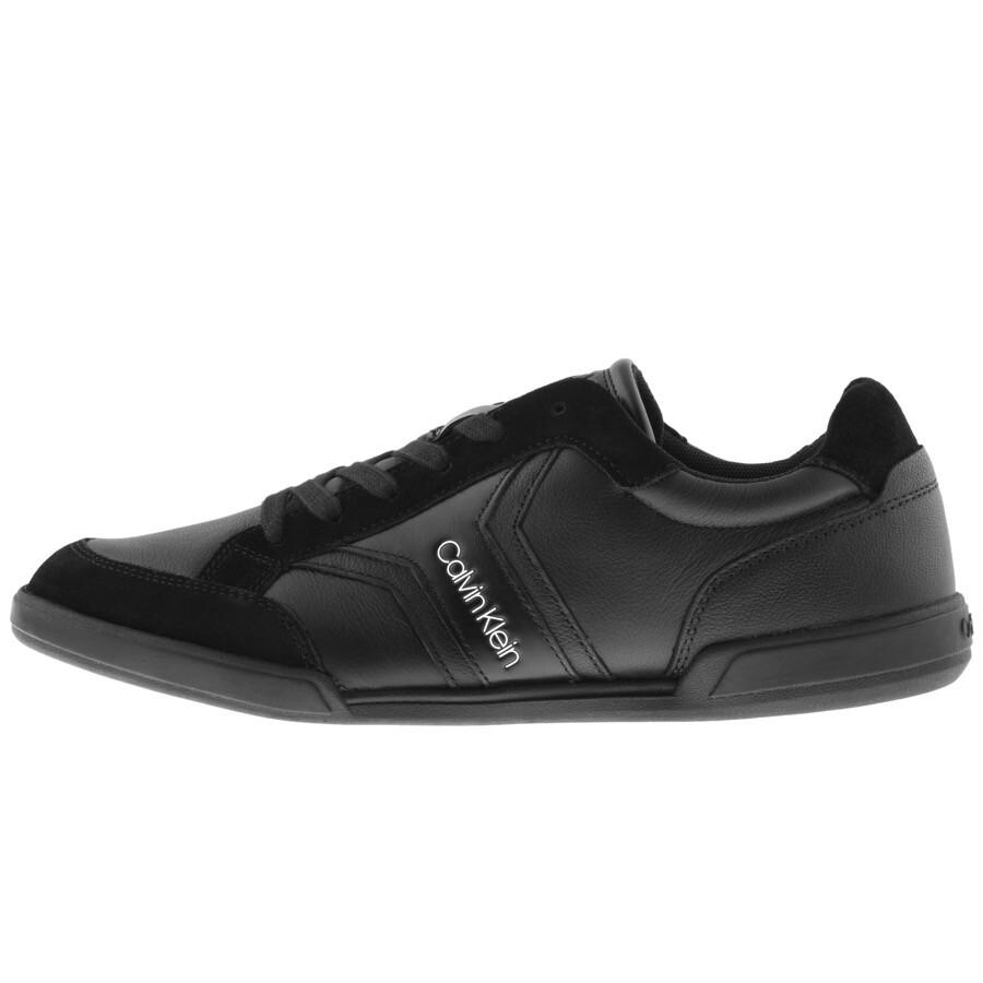 calvin klein black leather trainers