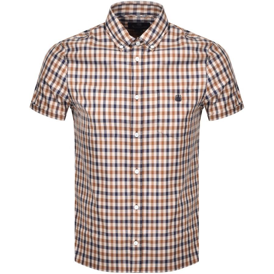 Aquascutum Cotton York Check Short Sleeve Shirt in Brown for Men | Lyst