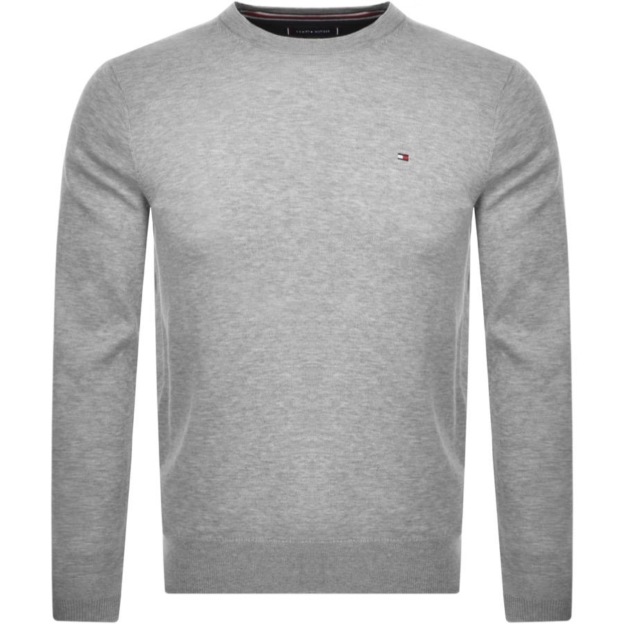 Tommy Hilfiger Cotton Crew Neck Knit Jumper in Grey (Gray) for Men ...