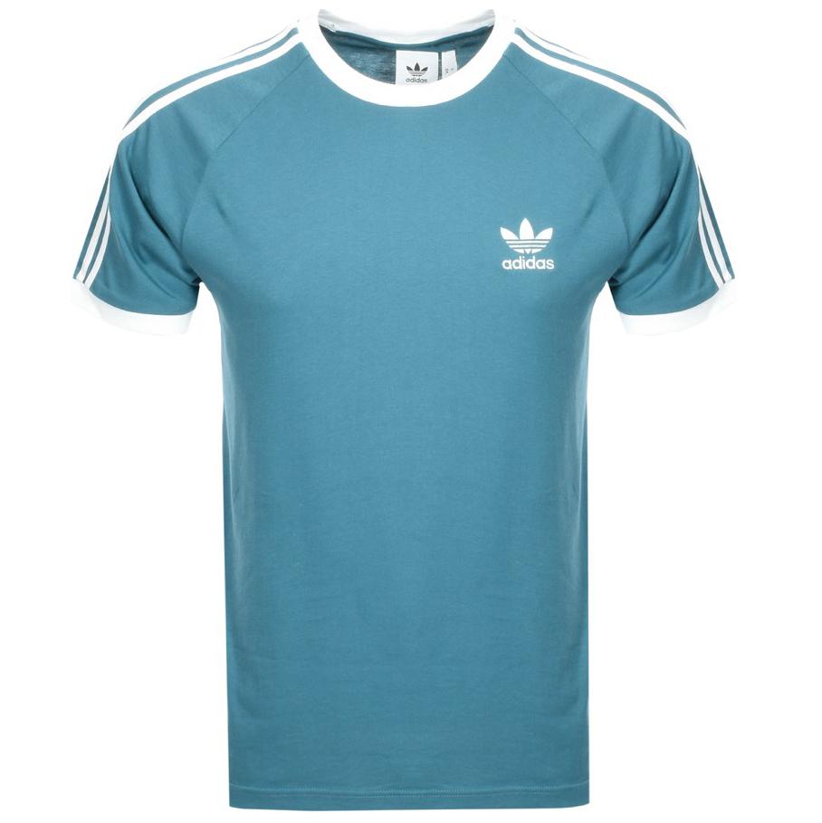 adidas originals california 3 stripe t shirt blue