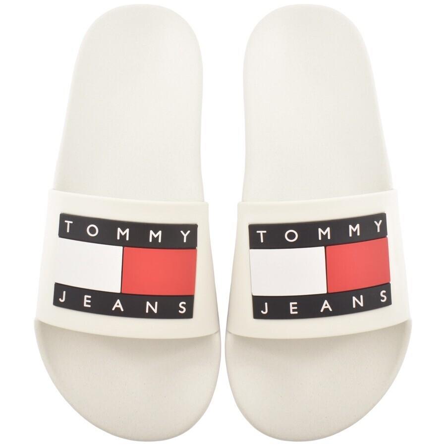 Tommy Hilfiger Logo Pool Sliders in White for Men | Lyst