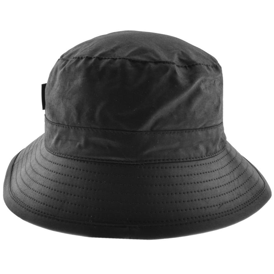 Barbour Cotton Waxed Bucket Hat Black for Men - Lyst