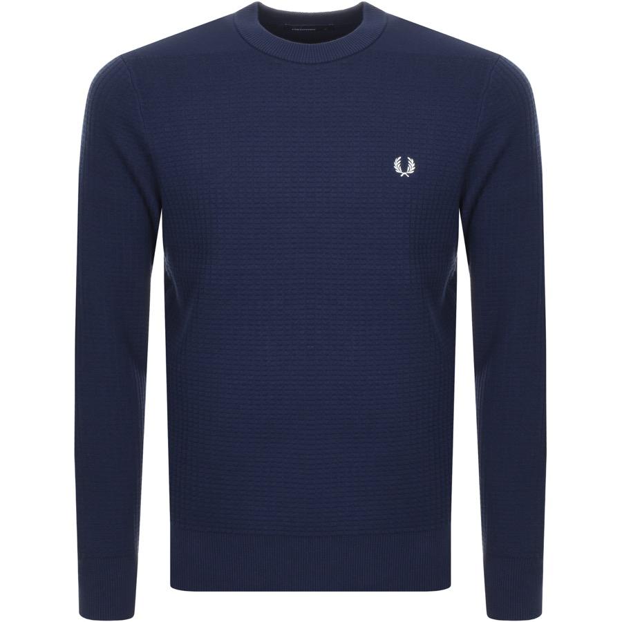 fred perry waffle crew neck jumper