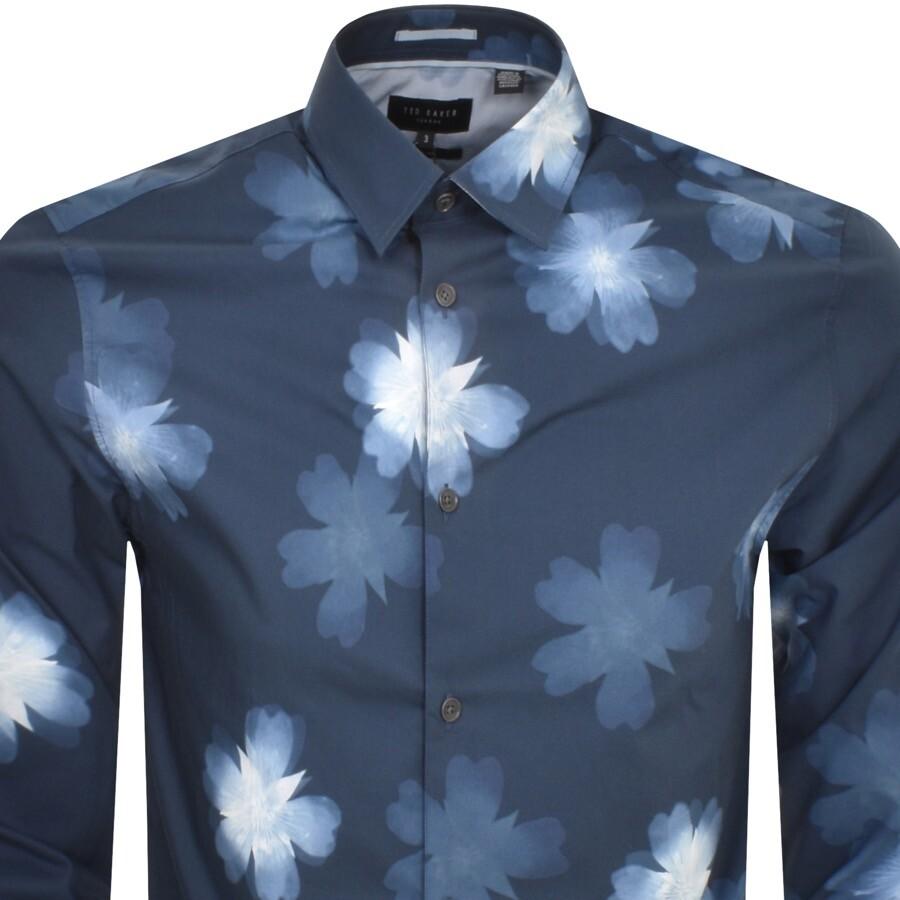 Ted Baker Cabra Floral Long Sleeve Shirt in Blue for Men