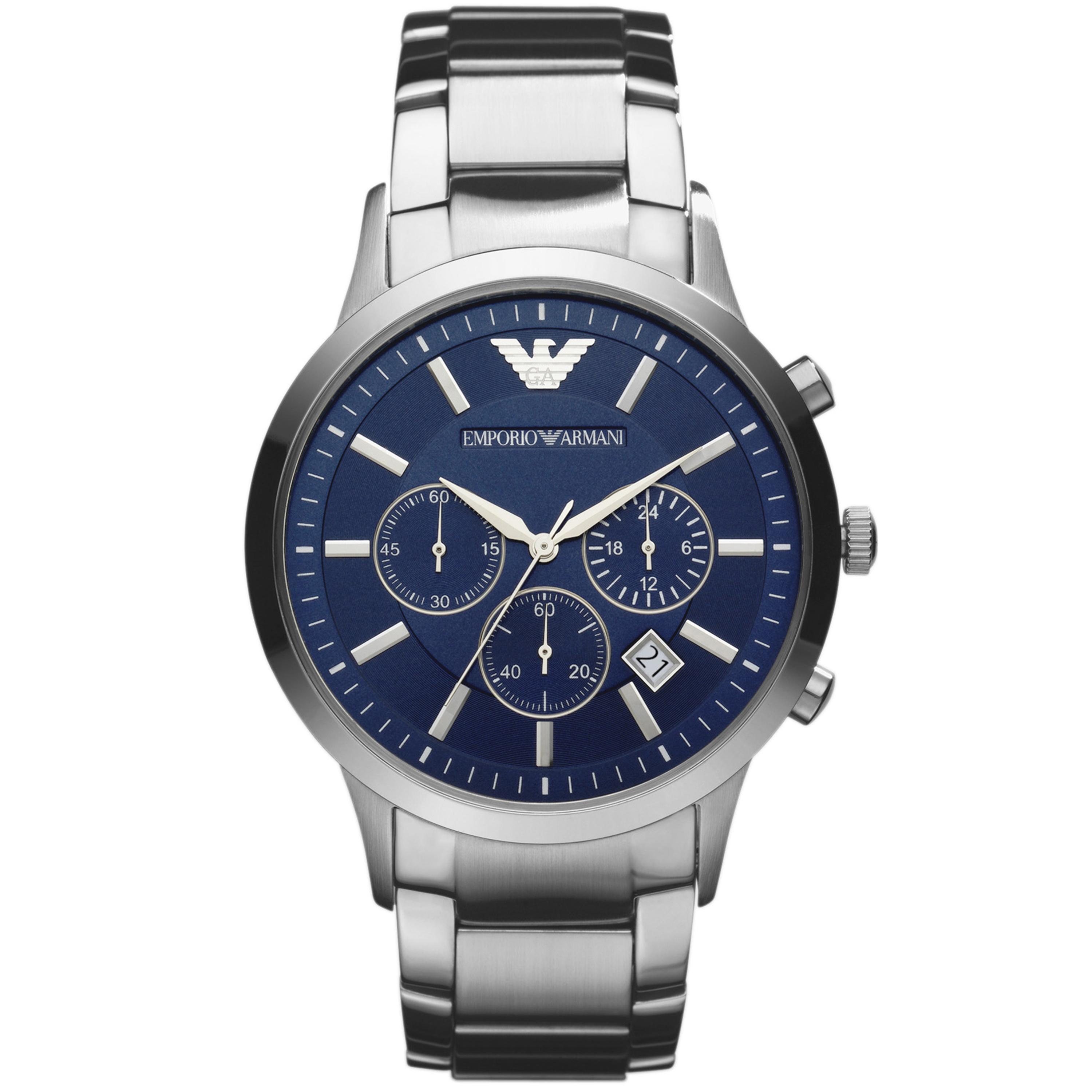 Mens silver emporio armani watch Clearance