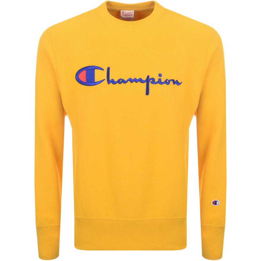yellow crew neck champion sweatshirt
