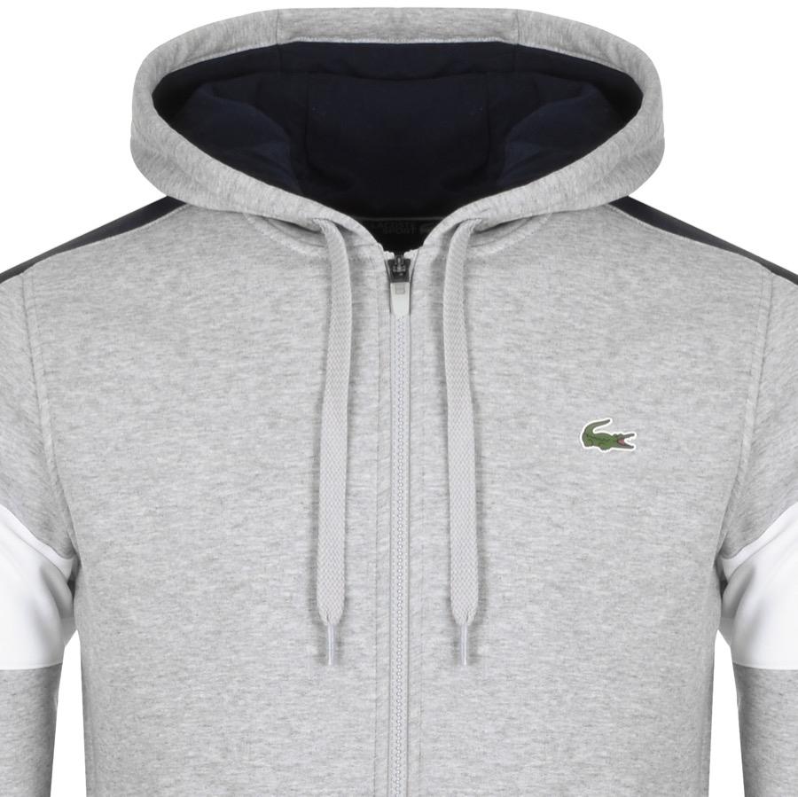 lacoste grey zip up hoodie
