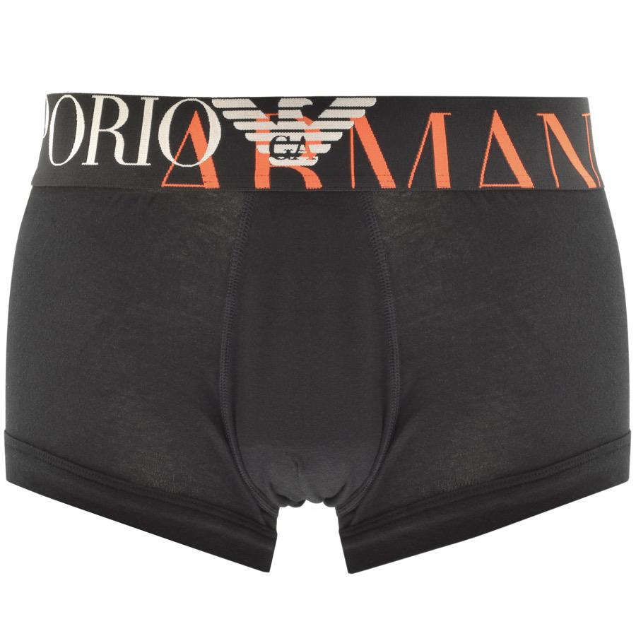Armani Cotton Emporio Underwear Mega Logo Trunks Black for Men Lyst
