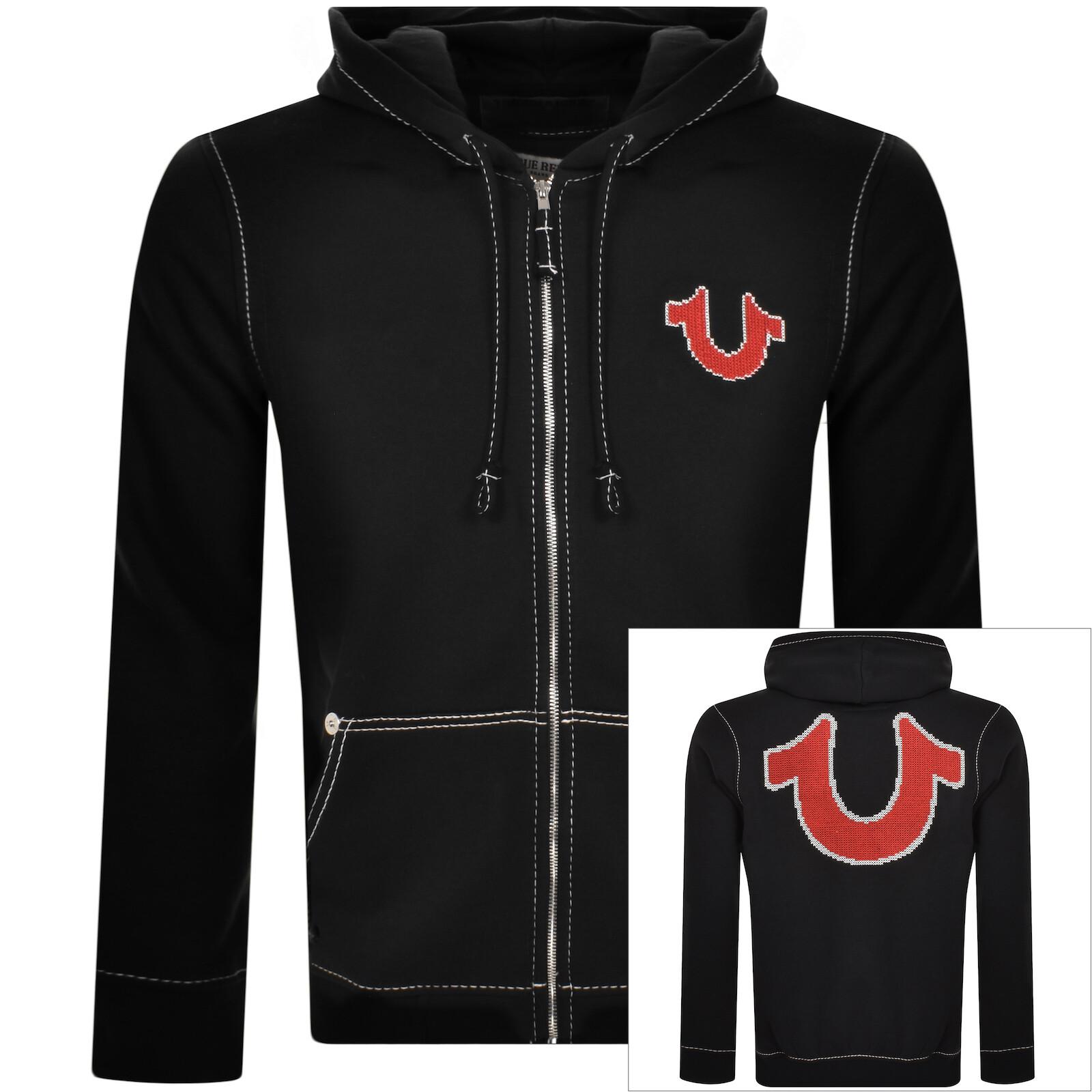 True Religion Big T Zip Up Hoodie in Black for Men Lyst