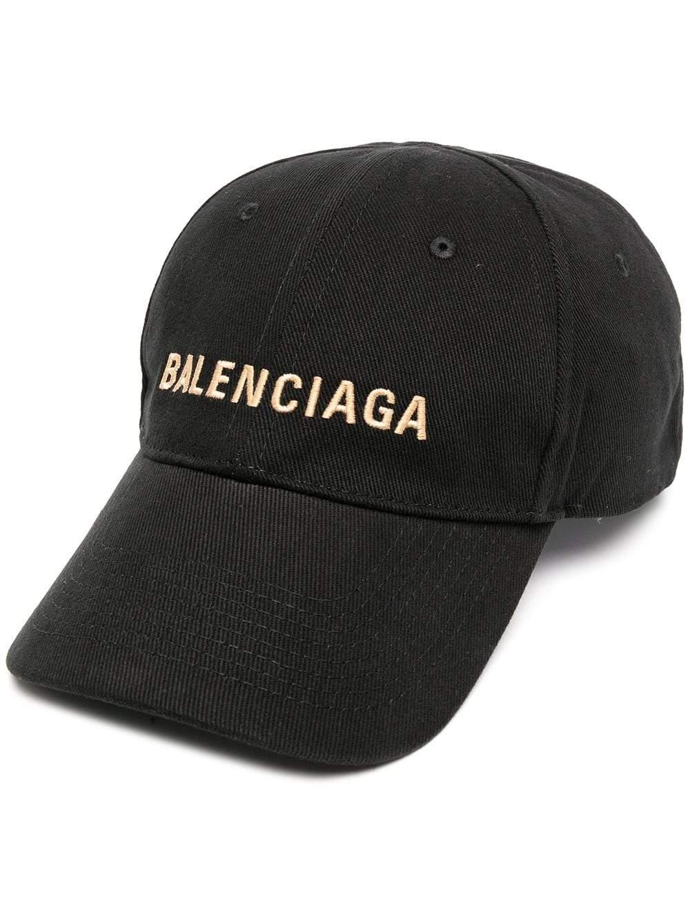 Balenciaga Cotton Embroidered Logo Baseball Cap Black for Men - Lyst