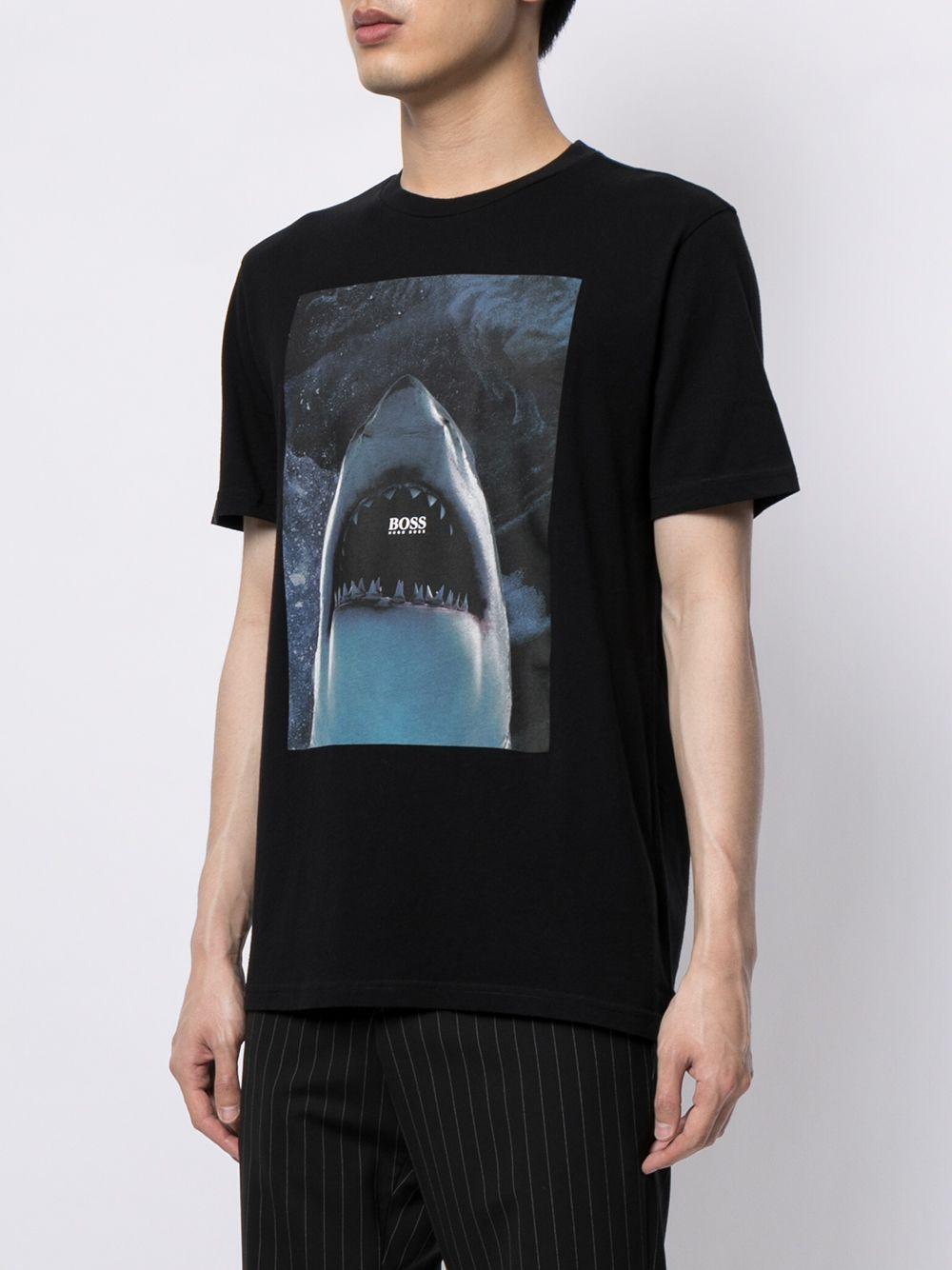 BOSS by HUGO BOSS Boss Graphic-print Cotton Shark T-shirt Black for Men |  Lyst