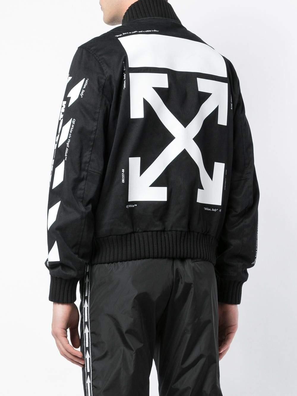 Off-White c/o Virgil Abloh Cotton Off-white Arrow Logo Bomber Jacket in  Black for Men - Lyst