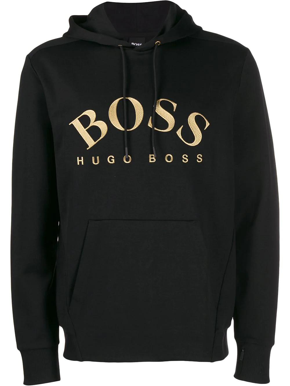 BOSS by HUGO BOSS Cotton Curved Logo Soody Hoodie in Black/Gold (Black) for  Men - Lyst