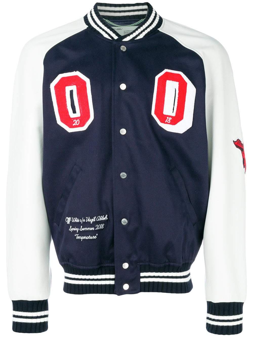 Off-White c/o Virgil Abloh Cotton Varsity Jacket in Blue for Men - Lyst