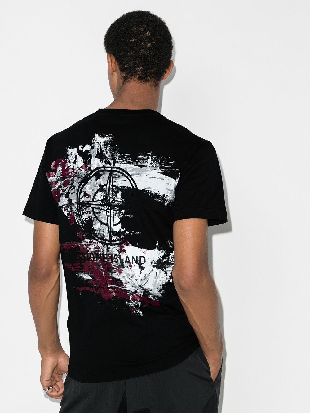 Stone Island Paint Stroke Graphic-print T-shirt in Black for Men | Lyst
