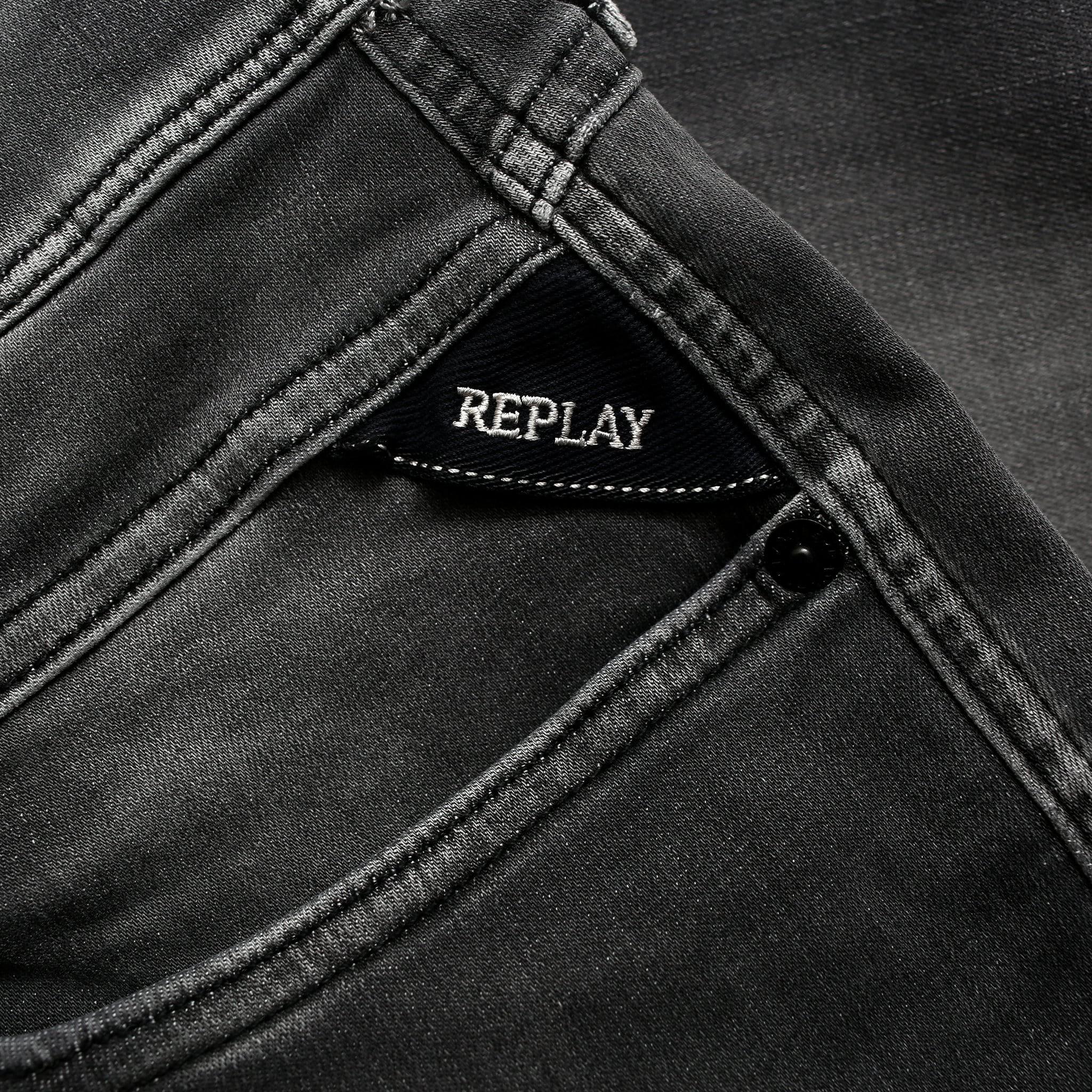 Replay Anbass Hyperflex Stretch Denim Jeans In Dark Grey in Gray for Men |  Lyst