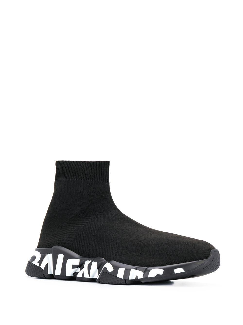 Balenciaga Synthetic Graffiti-sole Speed Sneakers in Black_white (Black)  for Men - Save 34% - Lyst