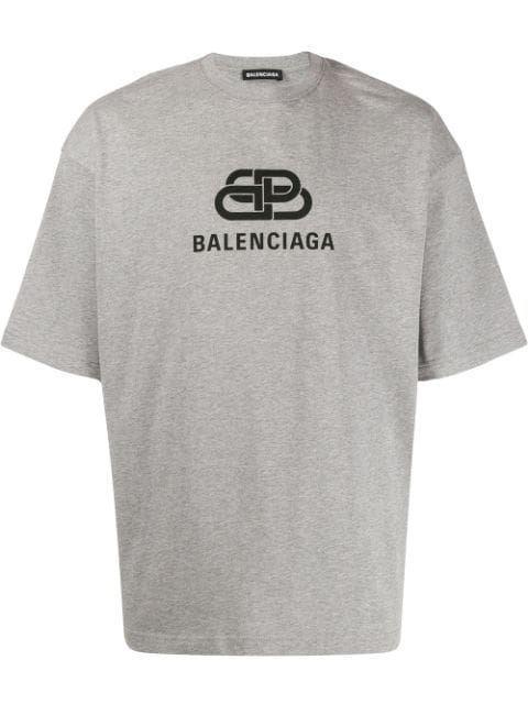 Balenciaga Cotton Logo T-shirt Grey in 