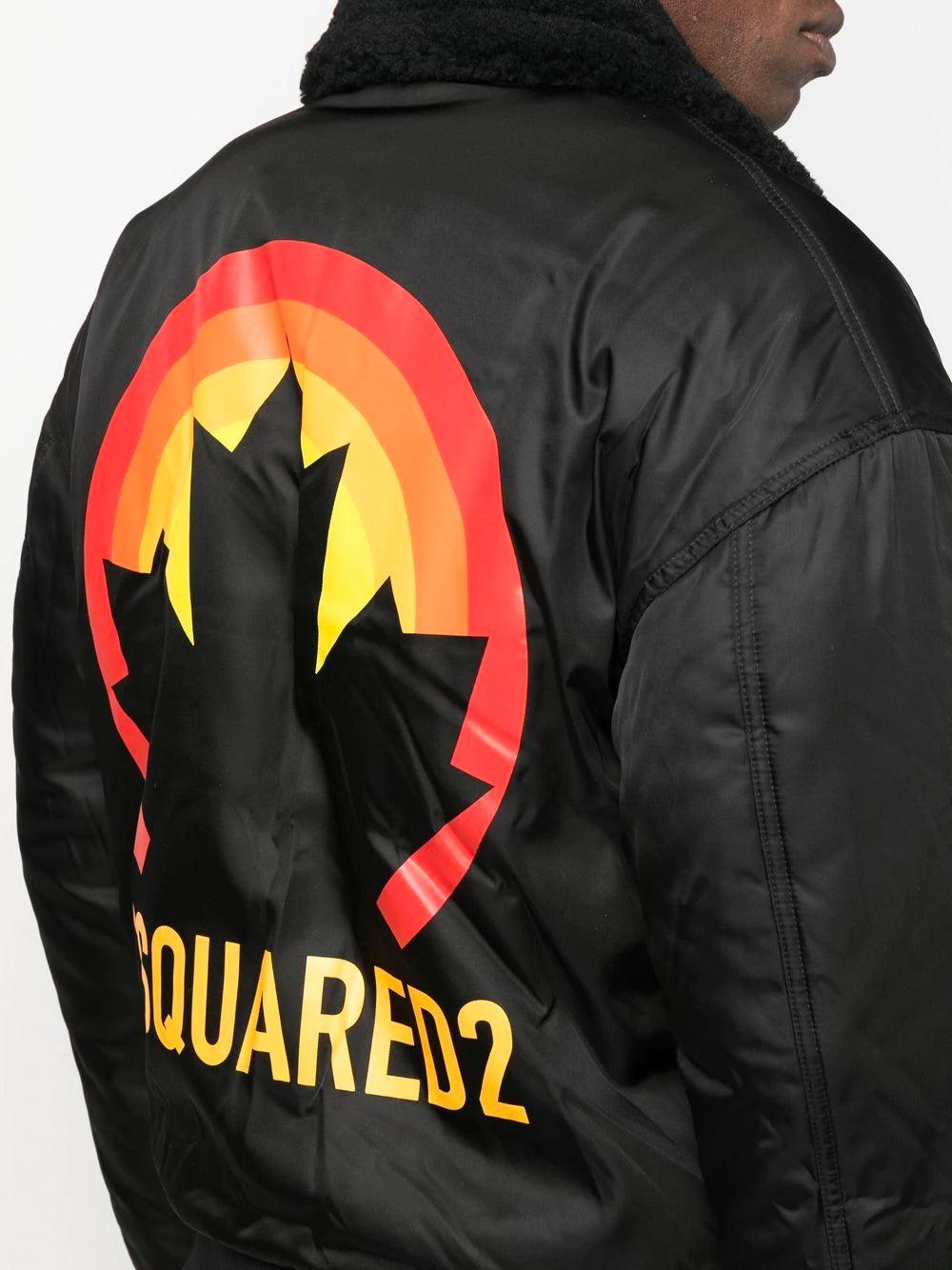DSquared² Cyprus Sunset Leaf Bomber Jacket in Black for Men | Lyst