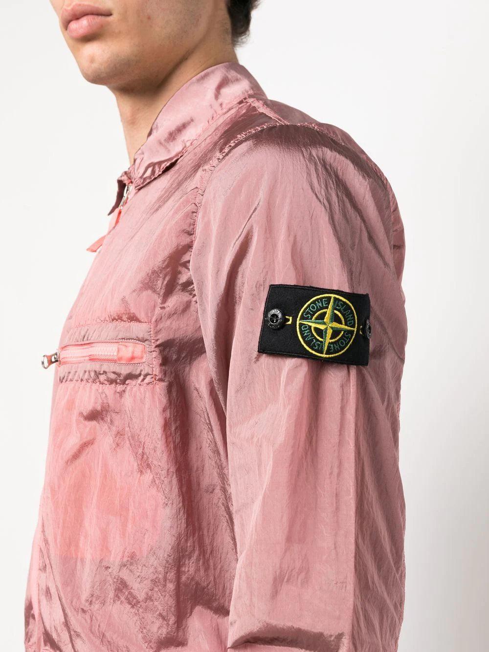 Stone Island Zip Pocket Detail Overshirt Pink for Men | Lyst