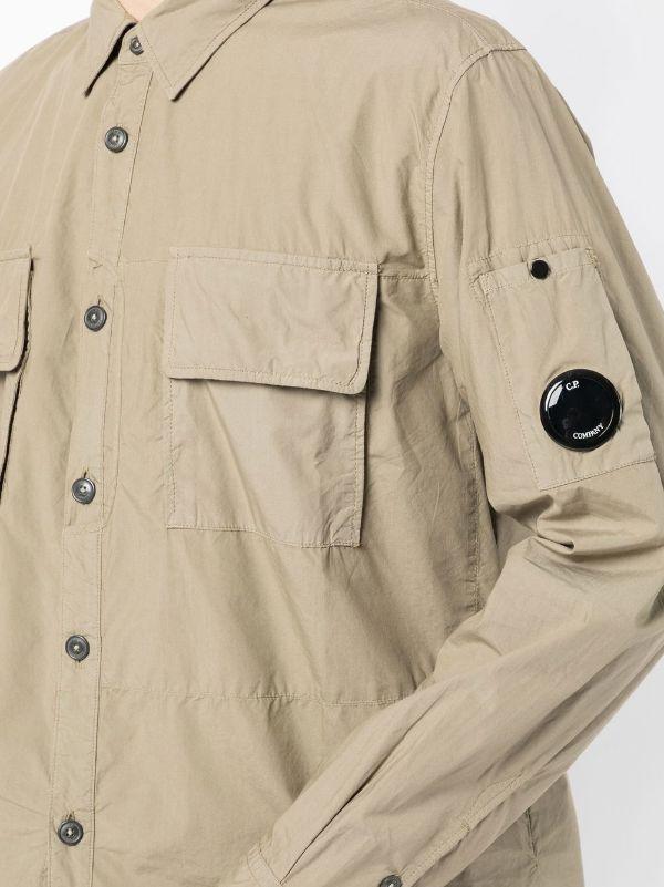 C.P. Company C.p Company Lens Detail Long Sleeve Shirt Green for Men | Lyst