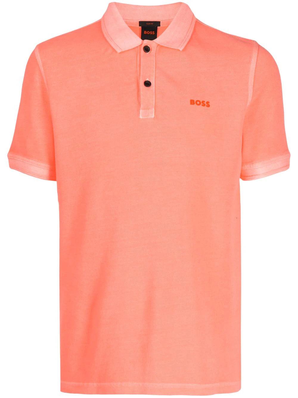 BOSS by HUGO BOSS Boss Logo-embossed Cotton Polo Shirt Bright Orange for Men  | Lyst