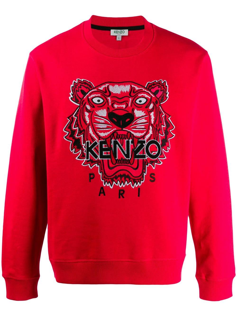 KENZO Cotton Tiger Sweatshirt in Red 