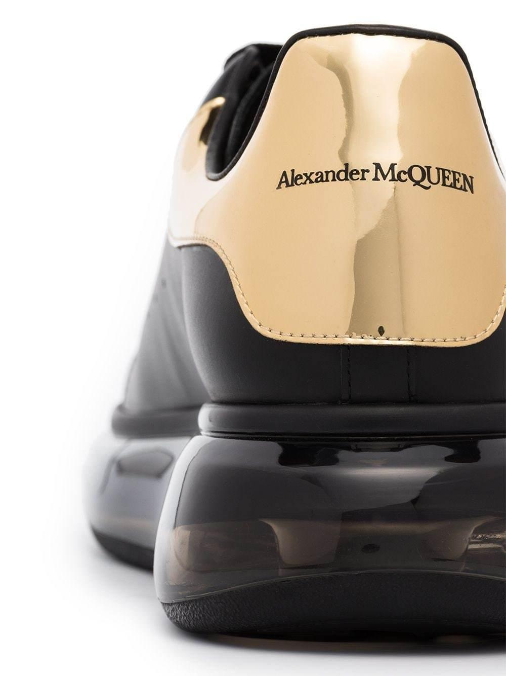 Alexander McQueen Oversized Leather Sneakers Black/gold for Men | Lyst