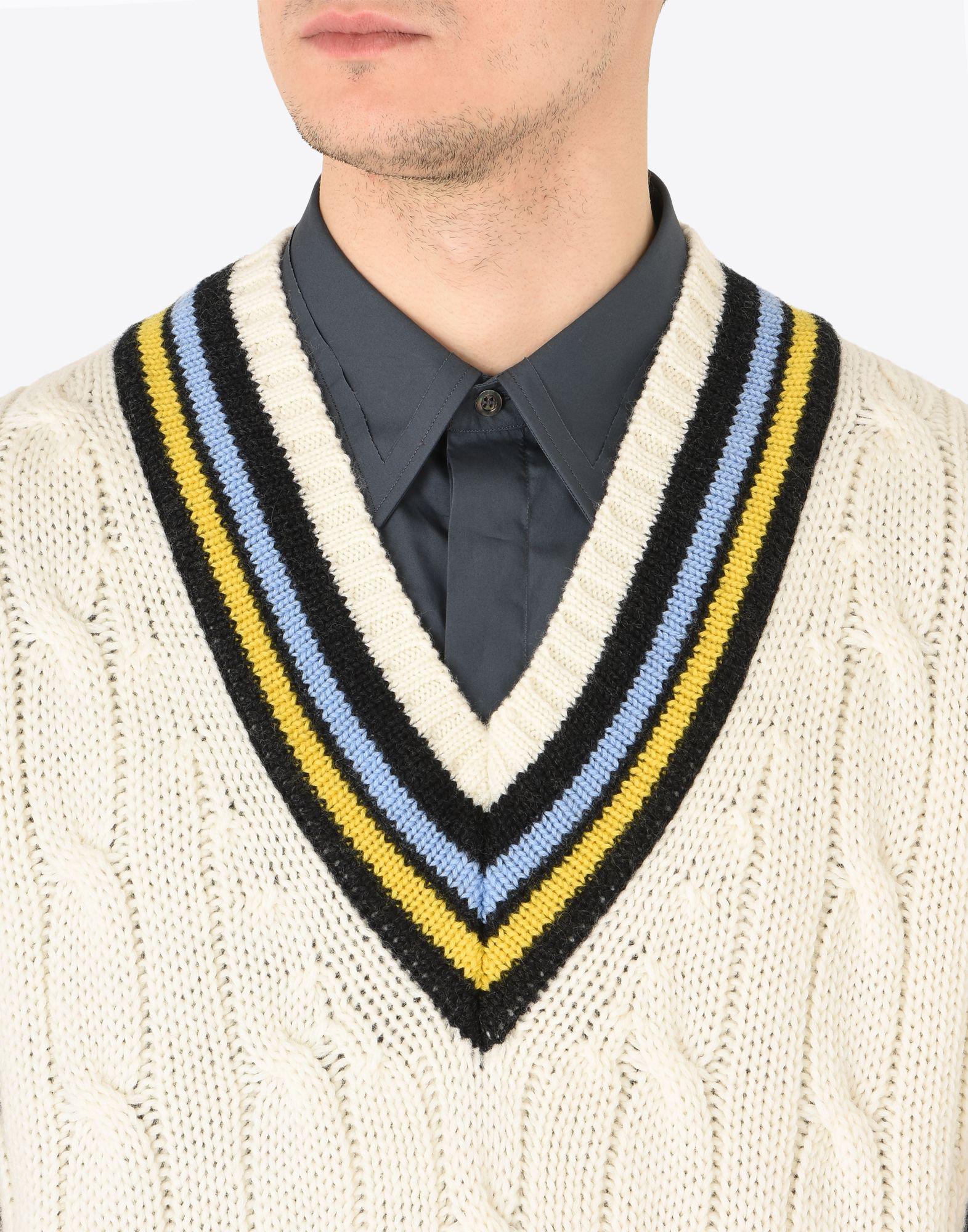 Maison Margiela Wool Short Sleeve Cricket Sweater in White for Men - Lyst
