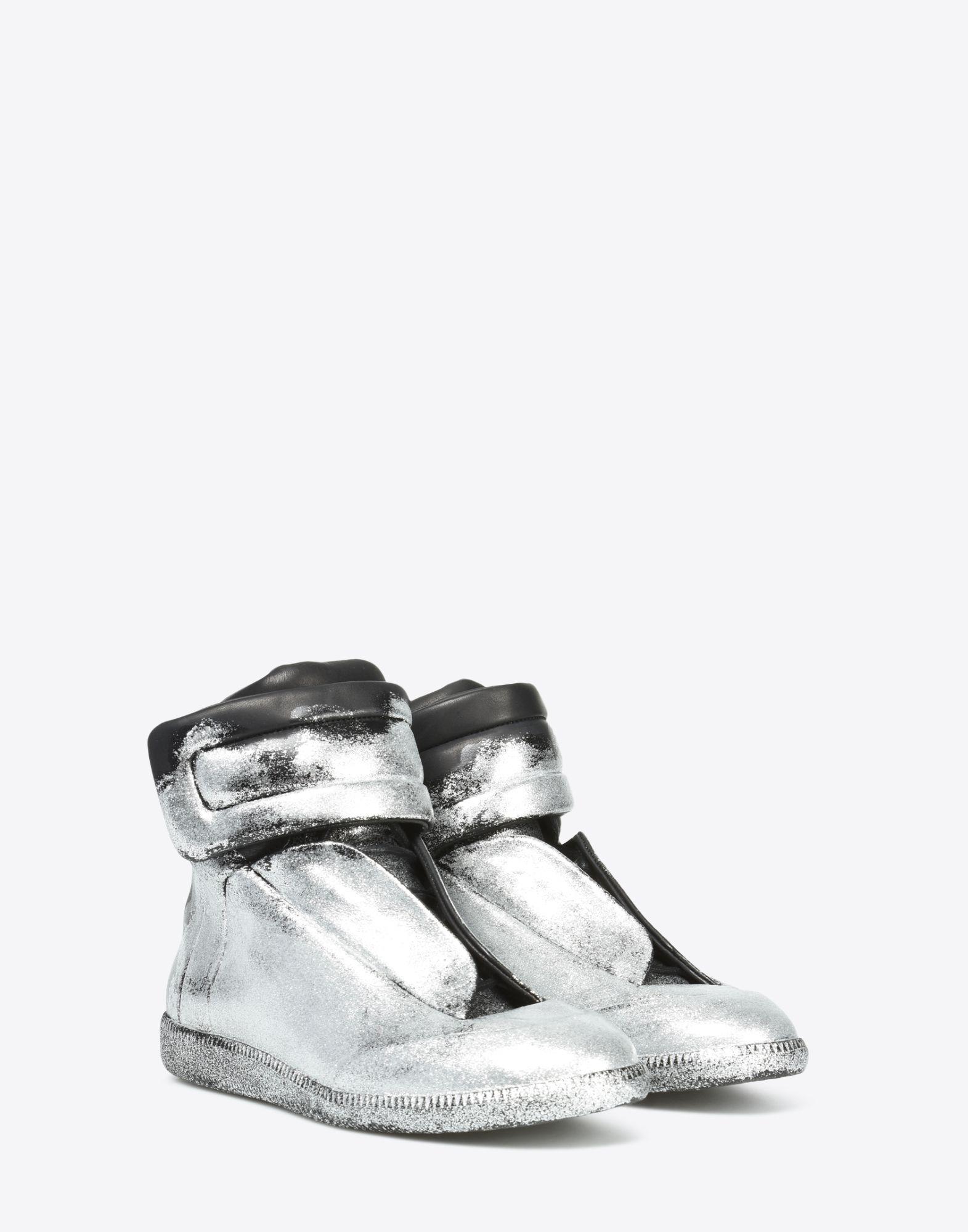 Maison Margiela Leather Future High Top Glitter Sneakers in Silver (Metallic) - Lyst