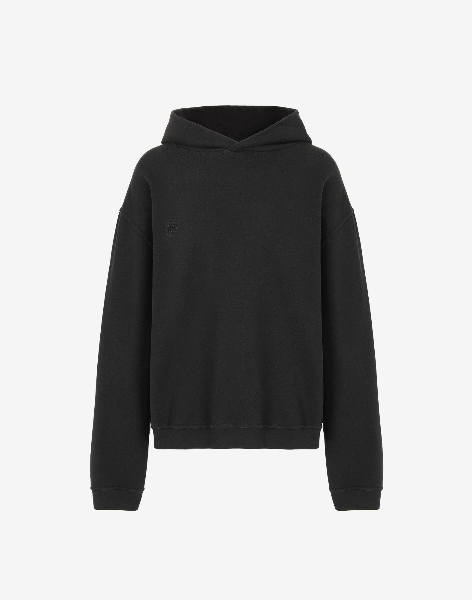 Maison Margiela Cotton Punched Holes Logo Hoodie in Black for Men - Lyst