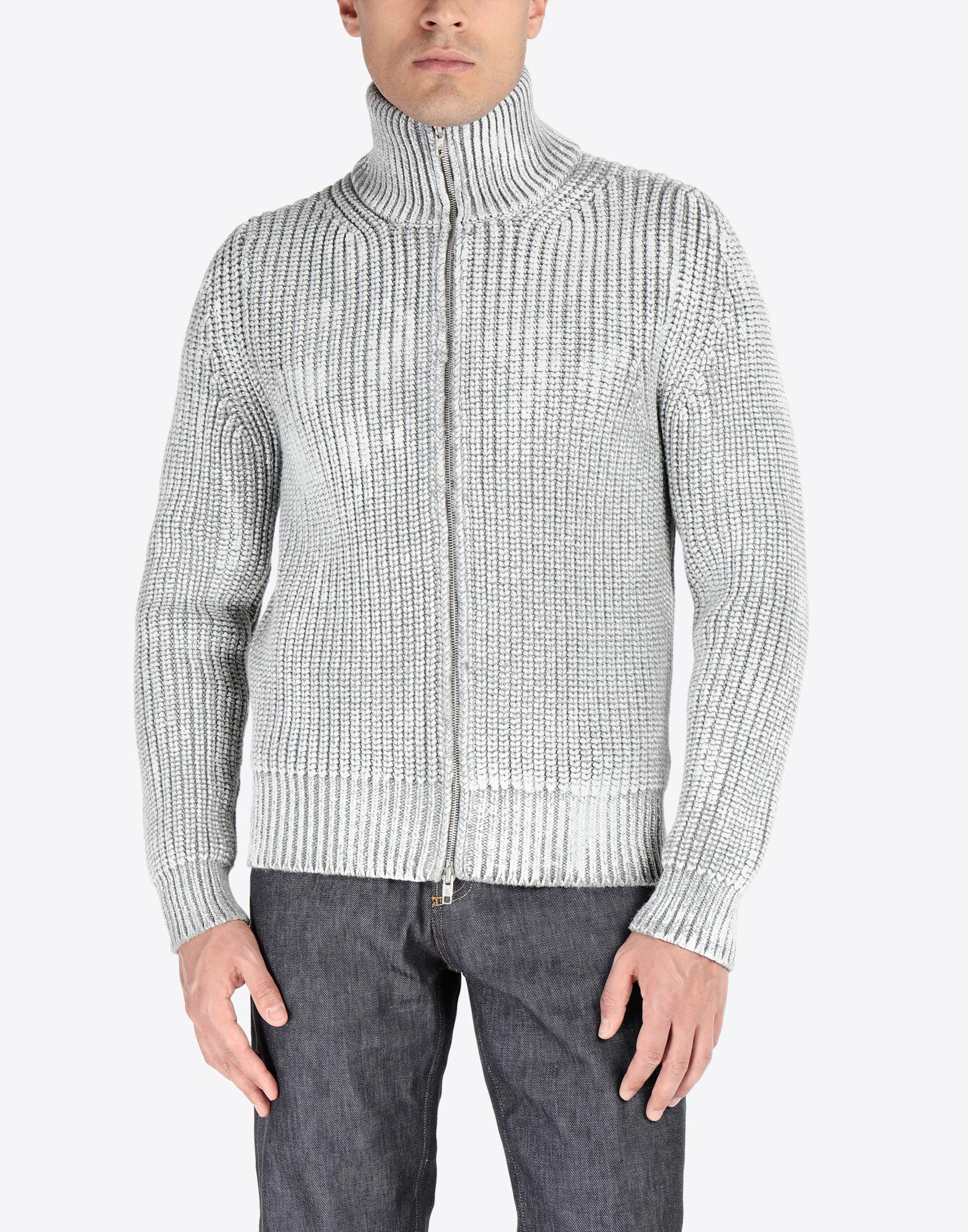 Maison Margiela Cotton Painted Craquelé Full Zip Turtleneck Sweater in ...