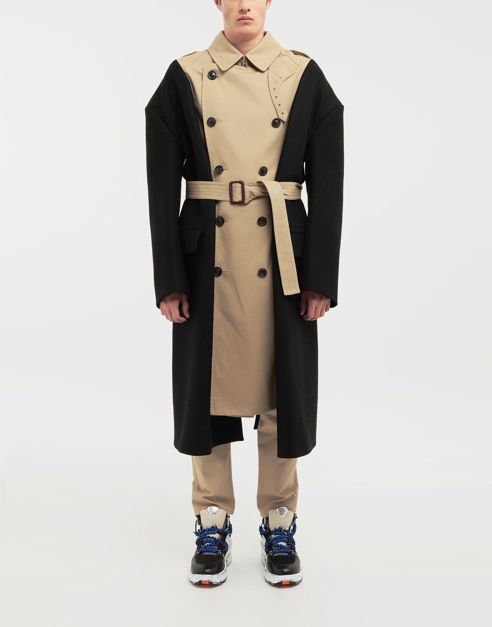 Maison Margiela Synthetic Two-tone Trench Coat in Black for Men - Lyst