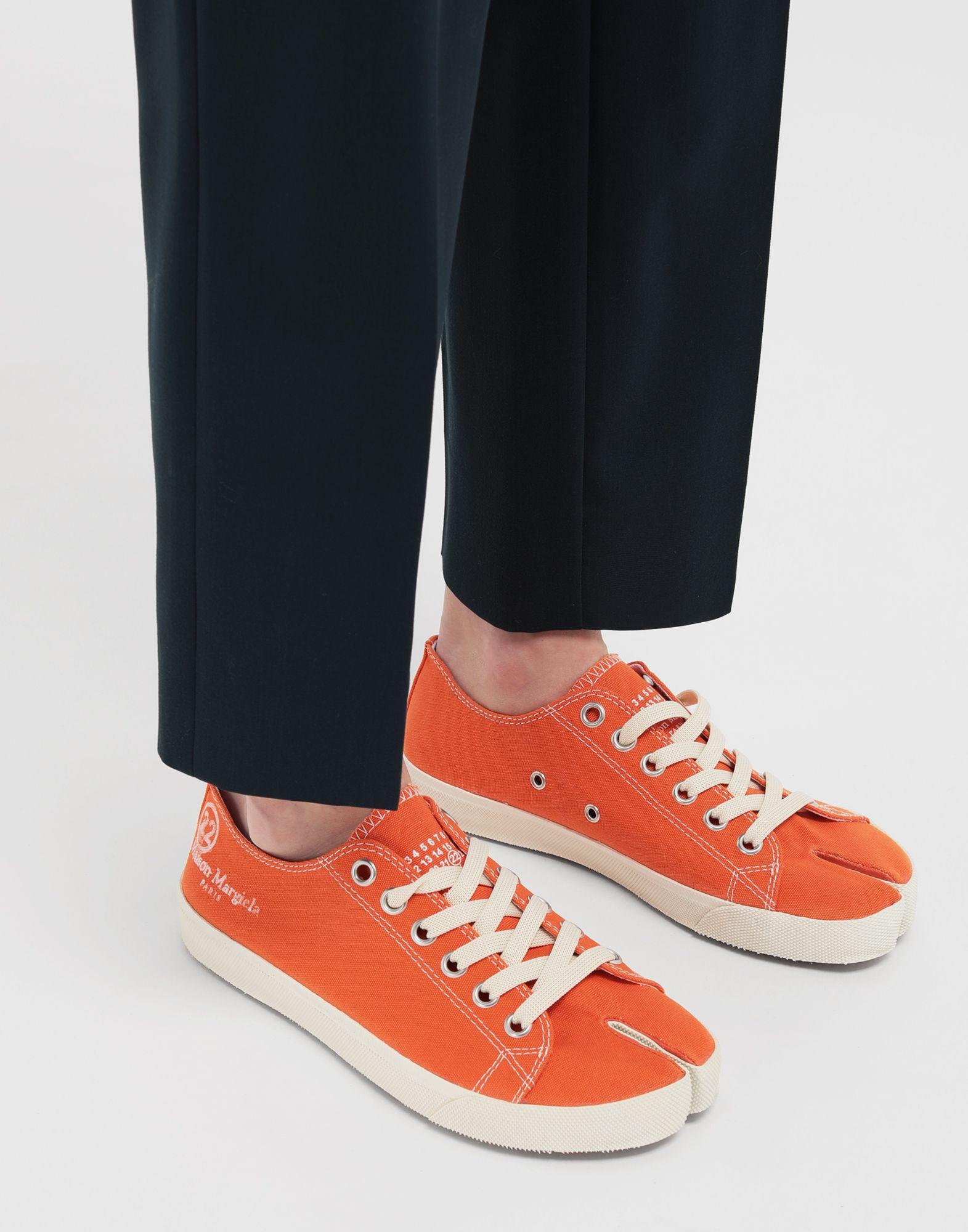 Maison Margiela Tabi Low Top Canvas Sneakers in Orange | Lyst