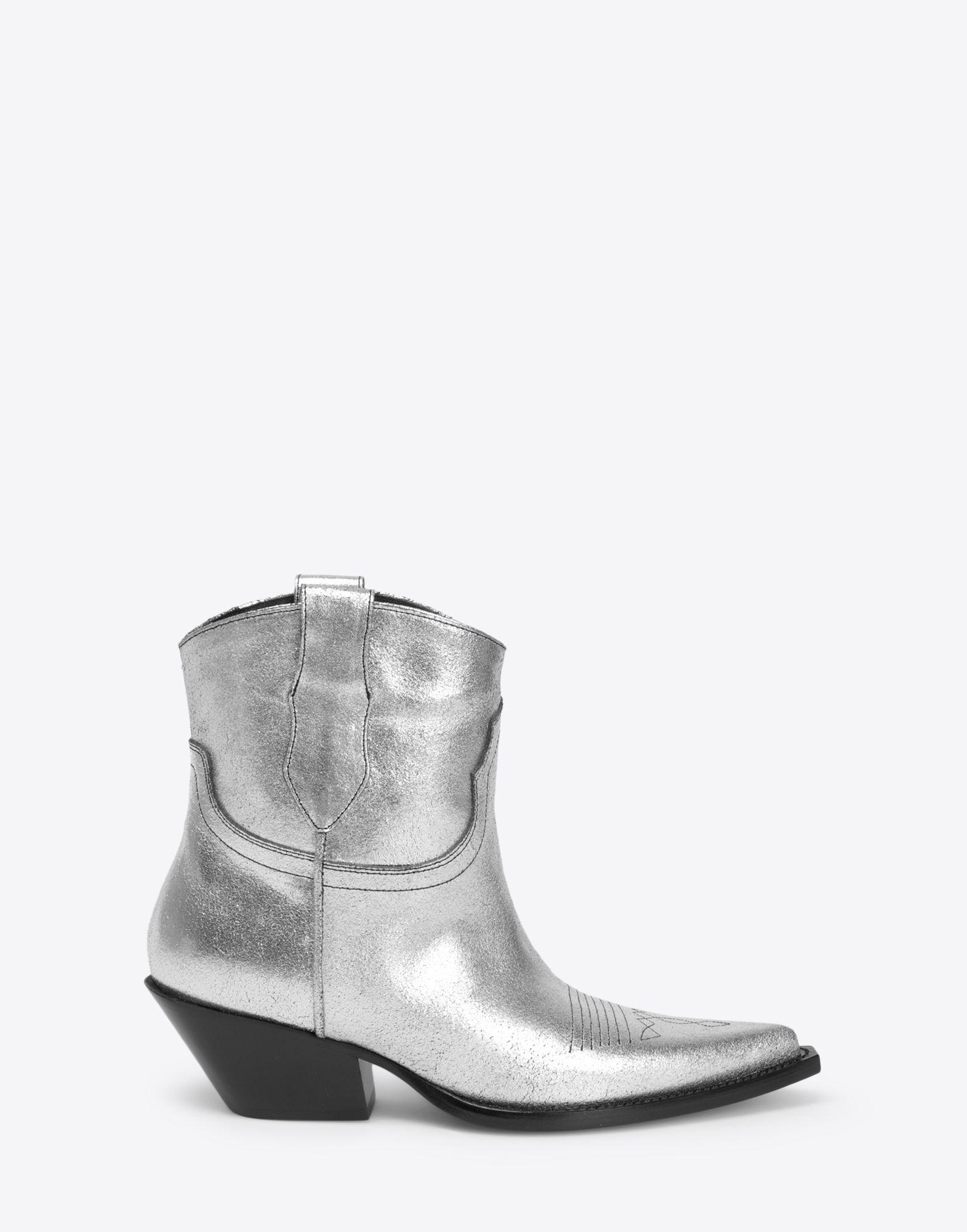 Maison Margiela Leather Silver Cowboy Boots in Metallic - Lyst