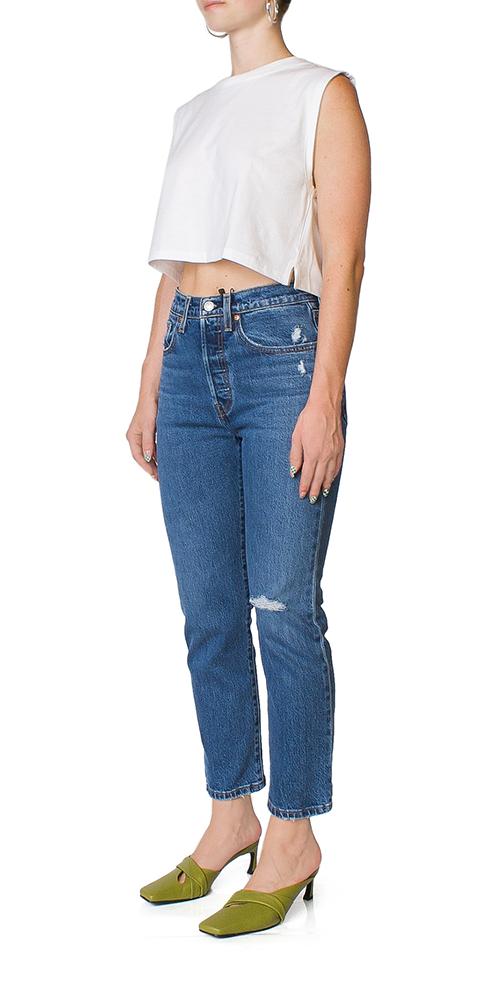 Levi's 501 Crop Jeans Salsa Middle in Blue | Lyst