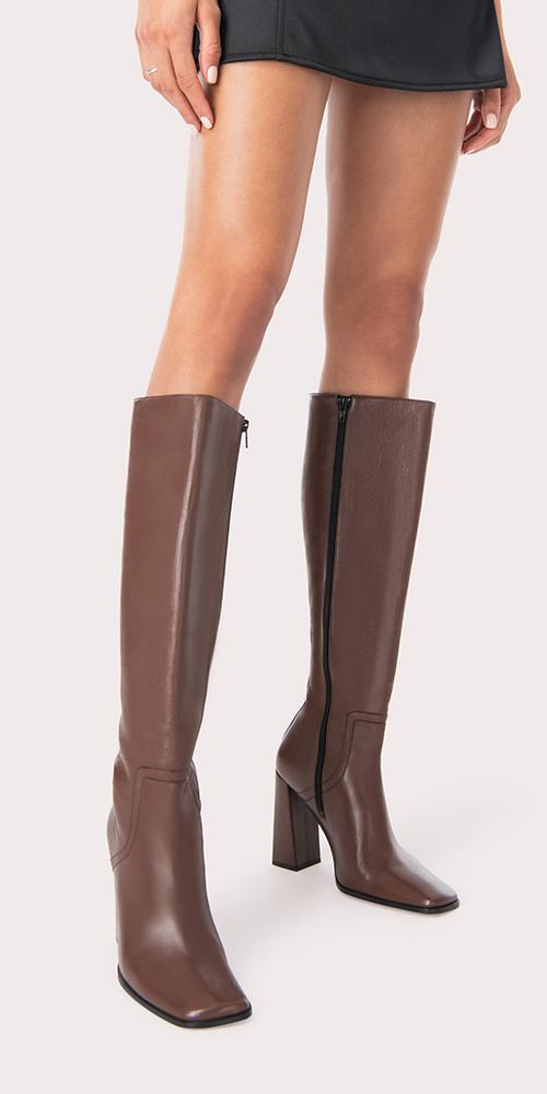 BY FAR Tia Leather Boots Sequoia in Brown | Lyst UK