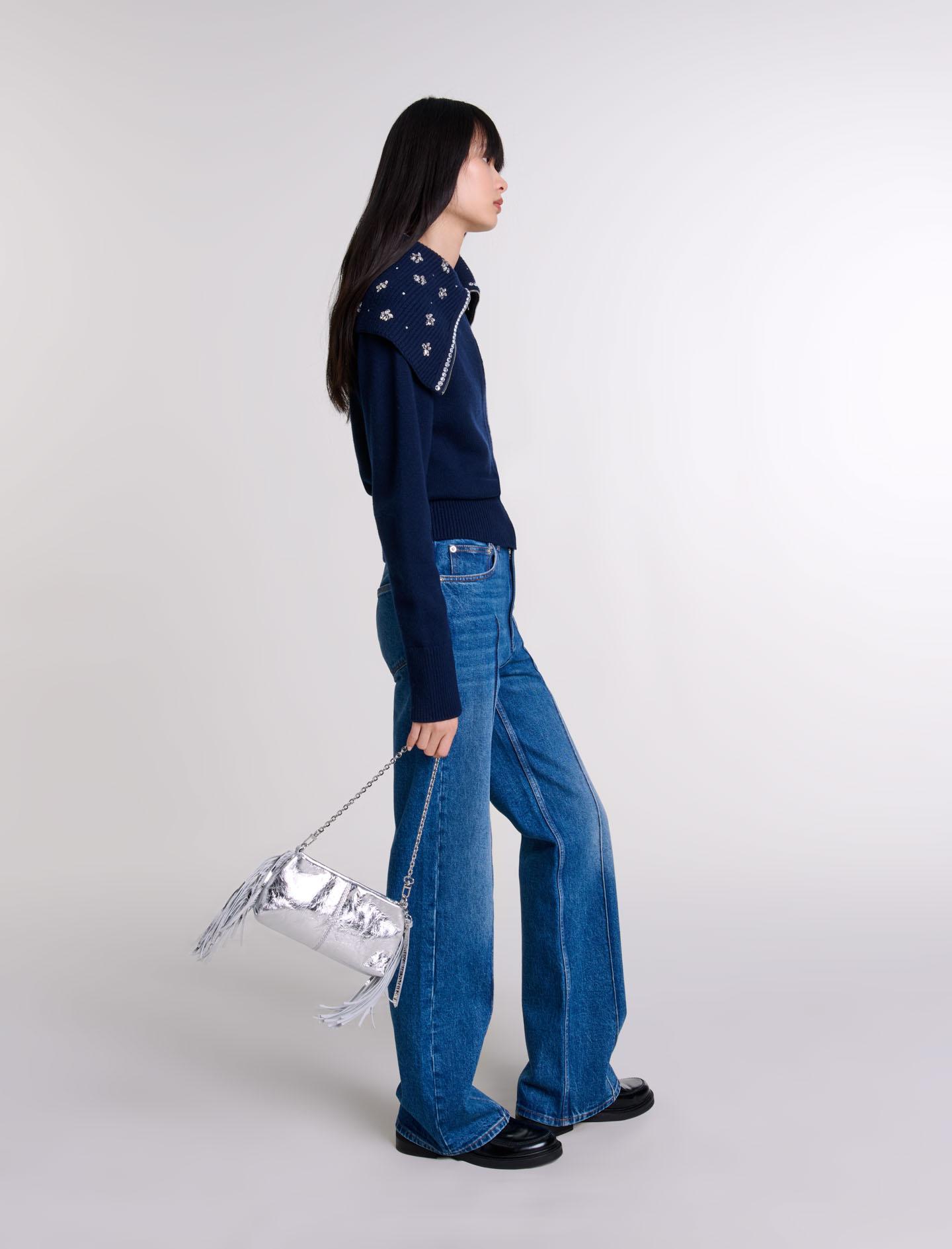 Maje Cardigan With Jewellery Neck in Blue Lyst UK