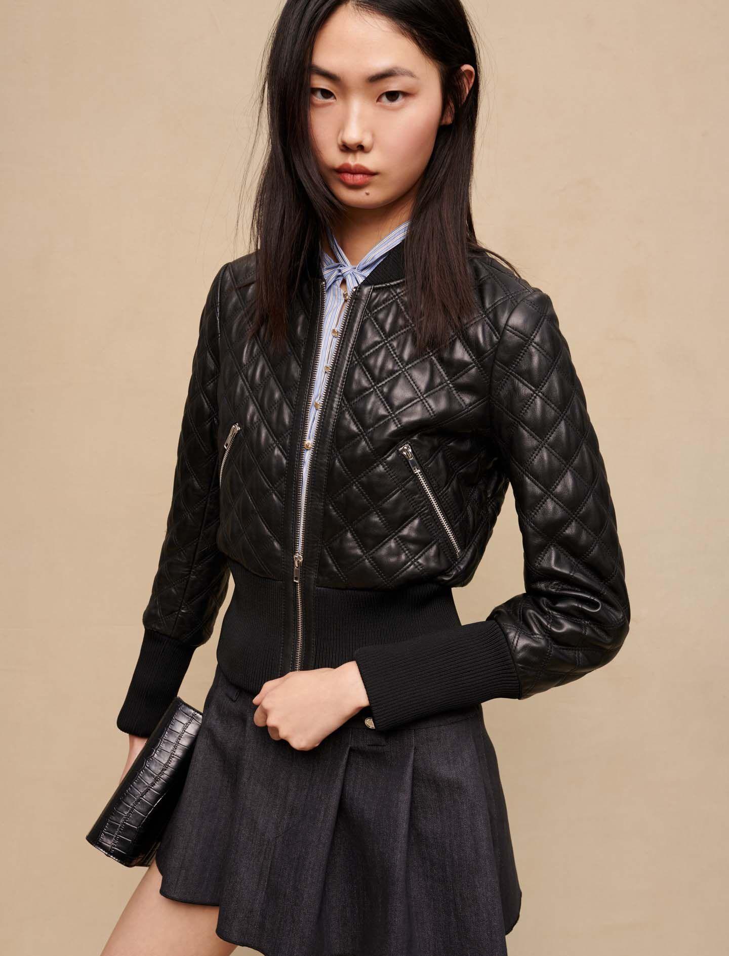 Leather Jacket Perfecto Cuir Femme Maje Blouson Cuir Perfecto