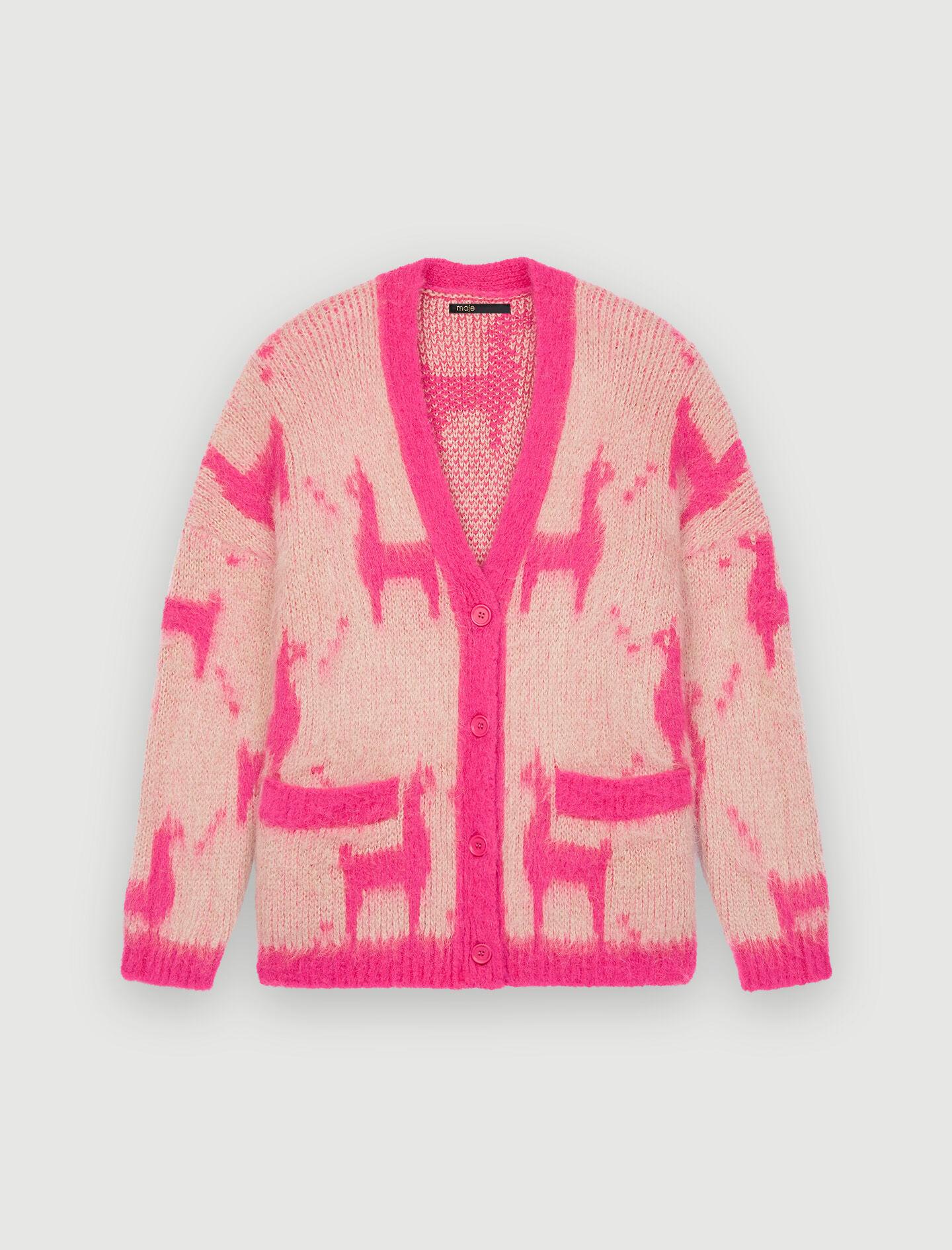 Maje Mohair Cardigan With Llama Pattern 