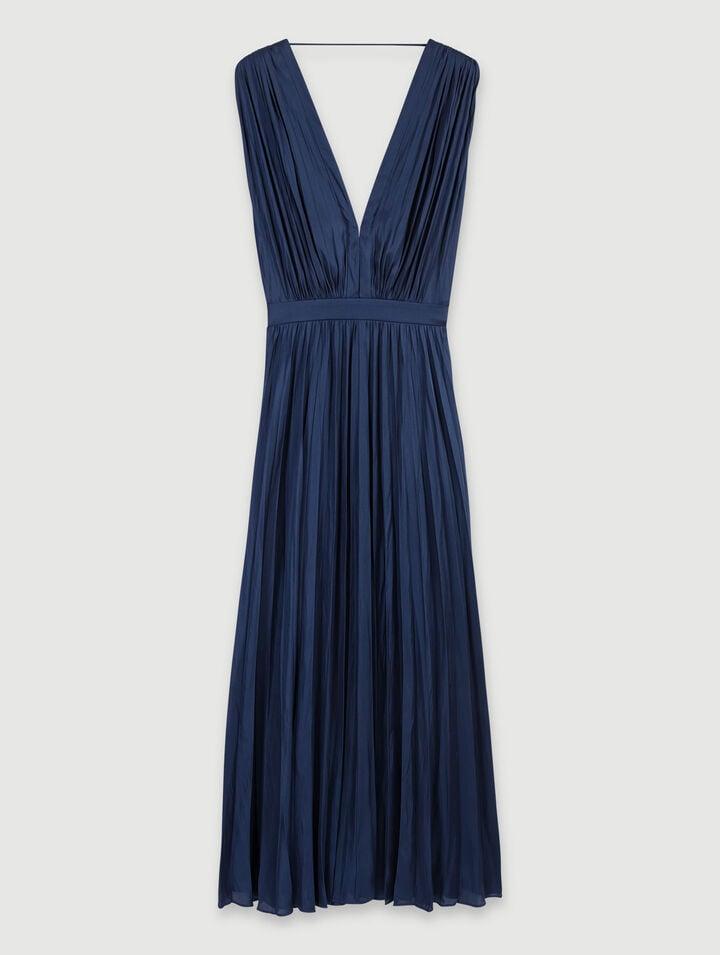 Maje Pleated Maxi Dress in Blue | Lyst UK
