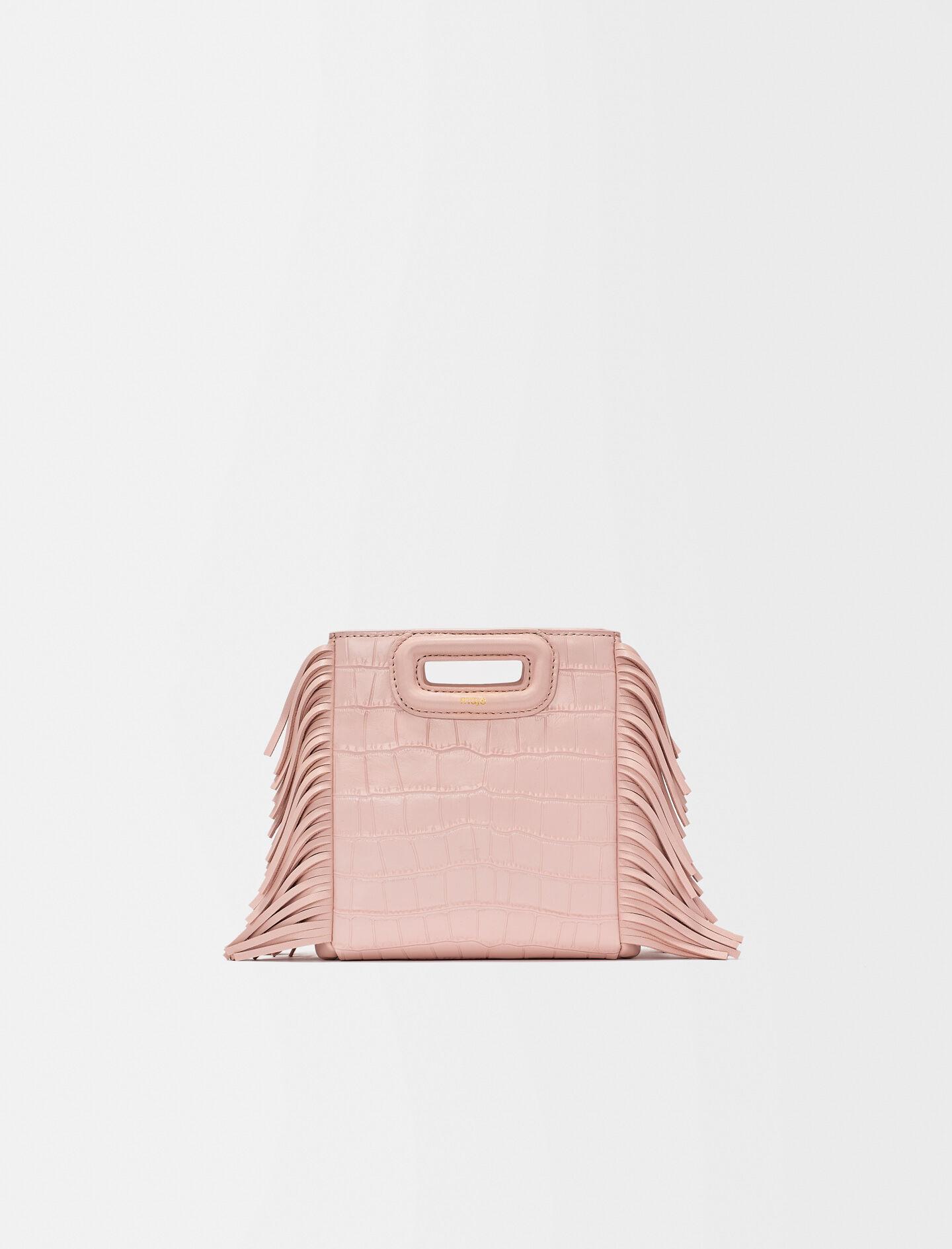Maje Mini Embossed-leather M Bag With Chain in Pink | Lyst
