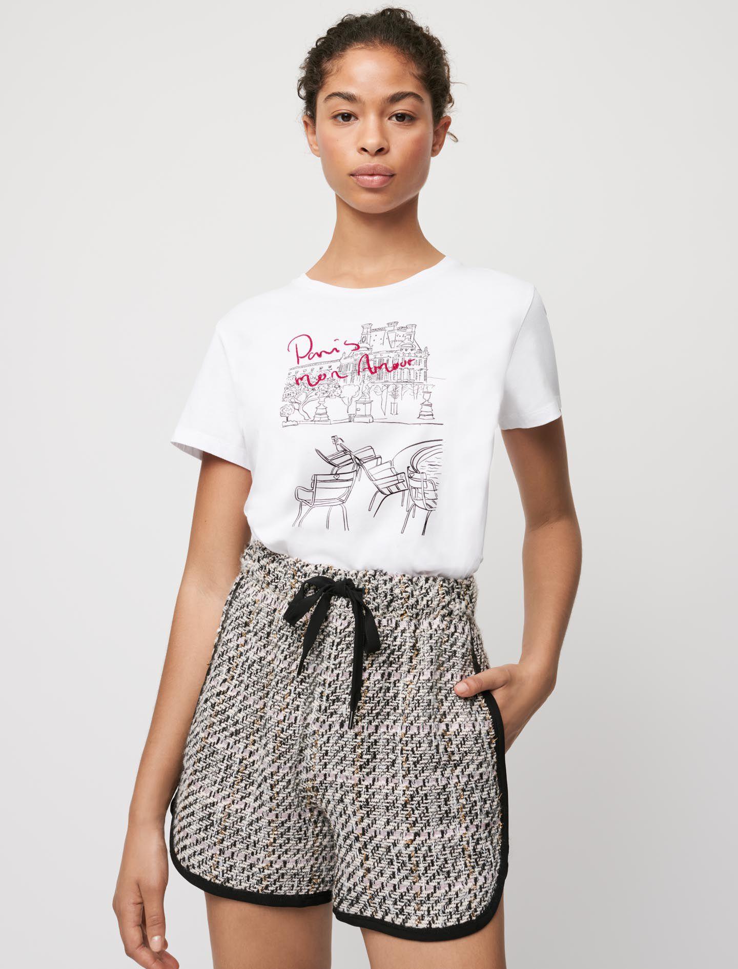 Maje Paris Silkscreen Printed Cotton T-shirt in Pink | Lyst