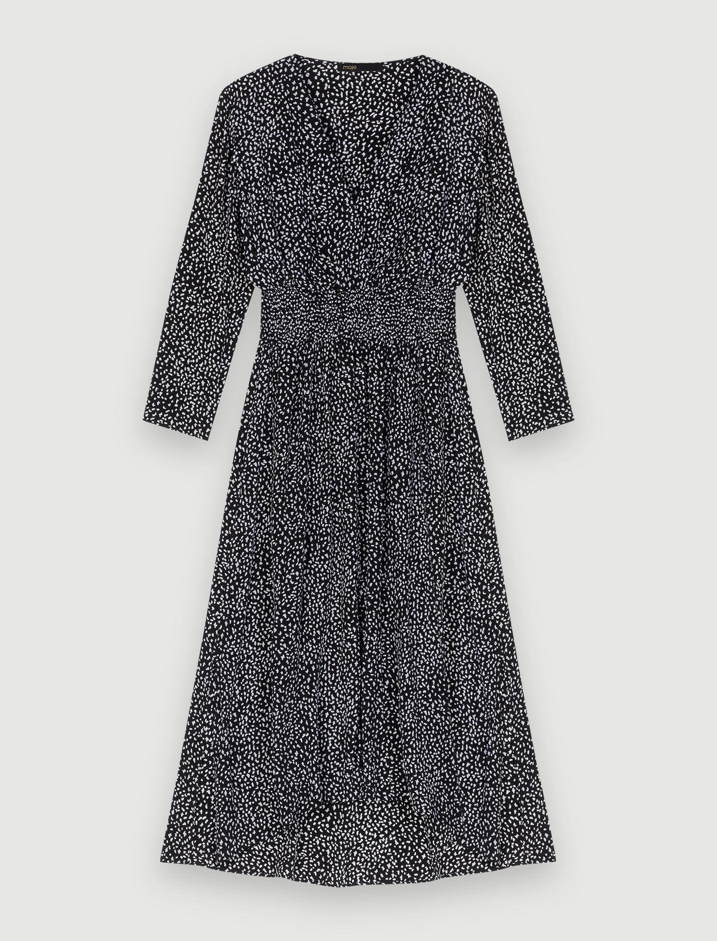 Maje Woman's Cupro, Robe Imprimée À Smocks For Fall/winter, Size Small, In  Color Black / White / Black in Gray | Lyst