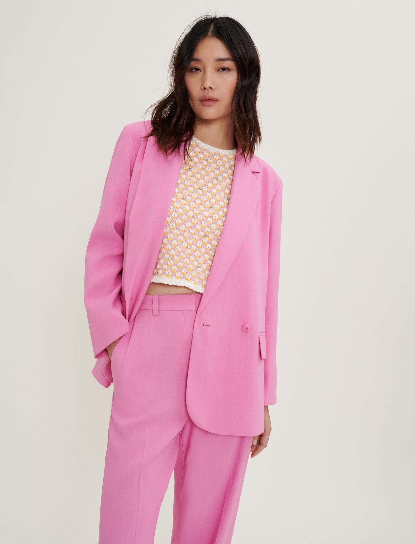 Maje Loose-fitting Floaty Suit Jacket in Pink | Lyst