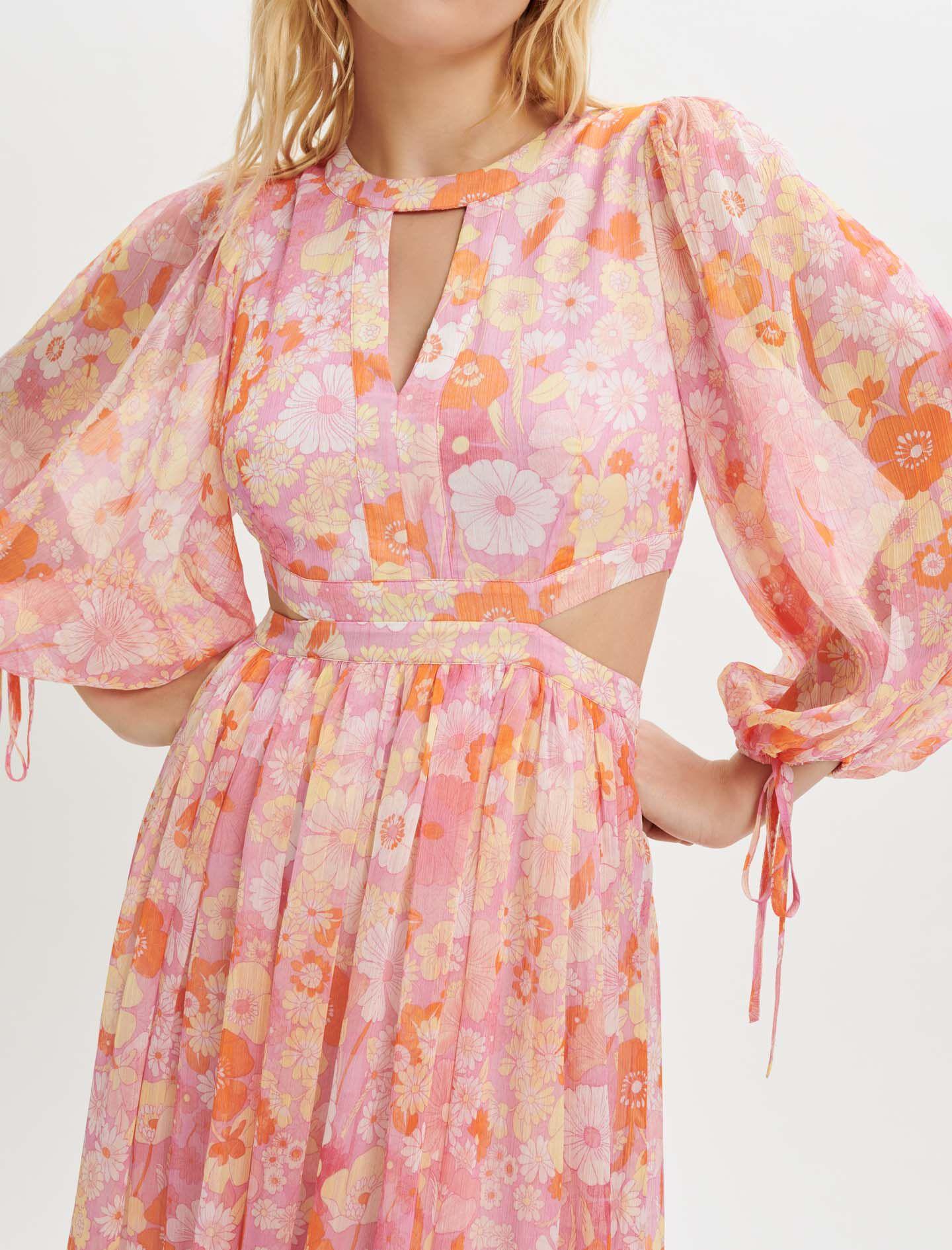 Maje Flower Power Print Muslin Dress in Pink | Lyst
