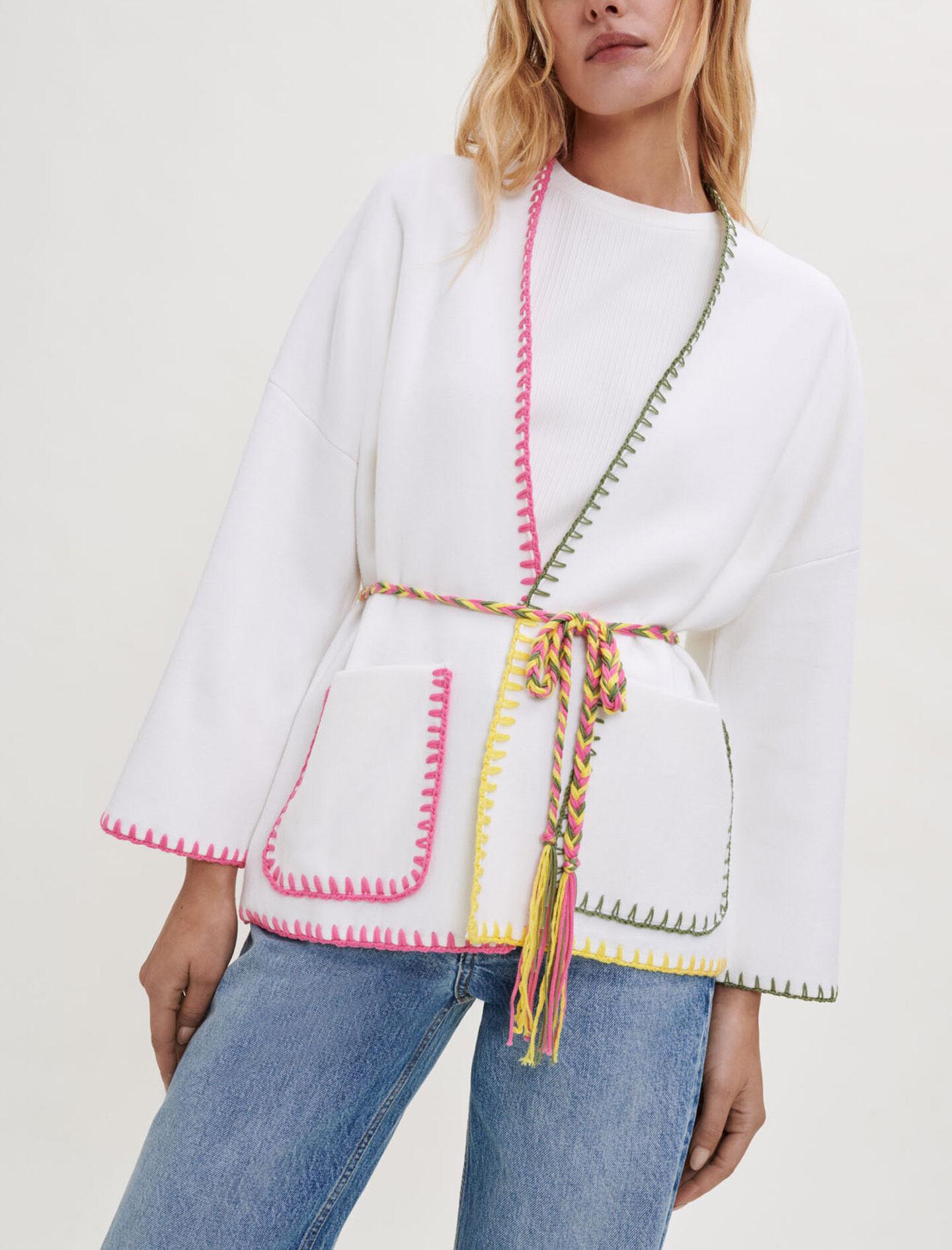 White belted cardigan cheap