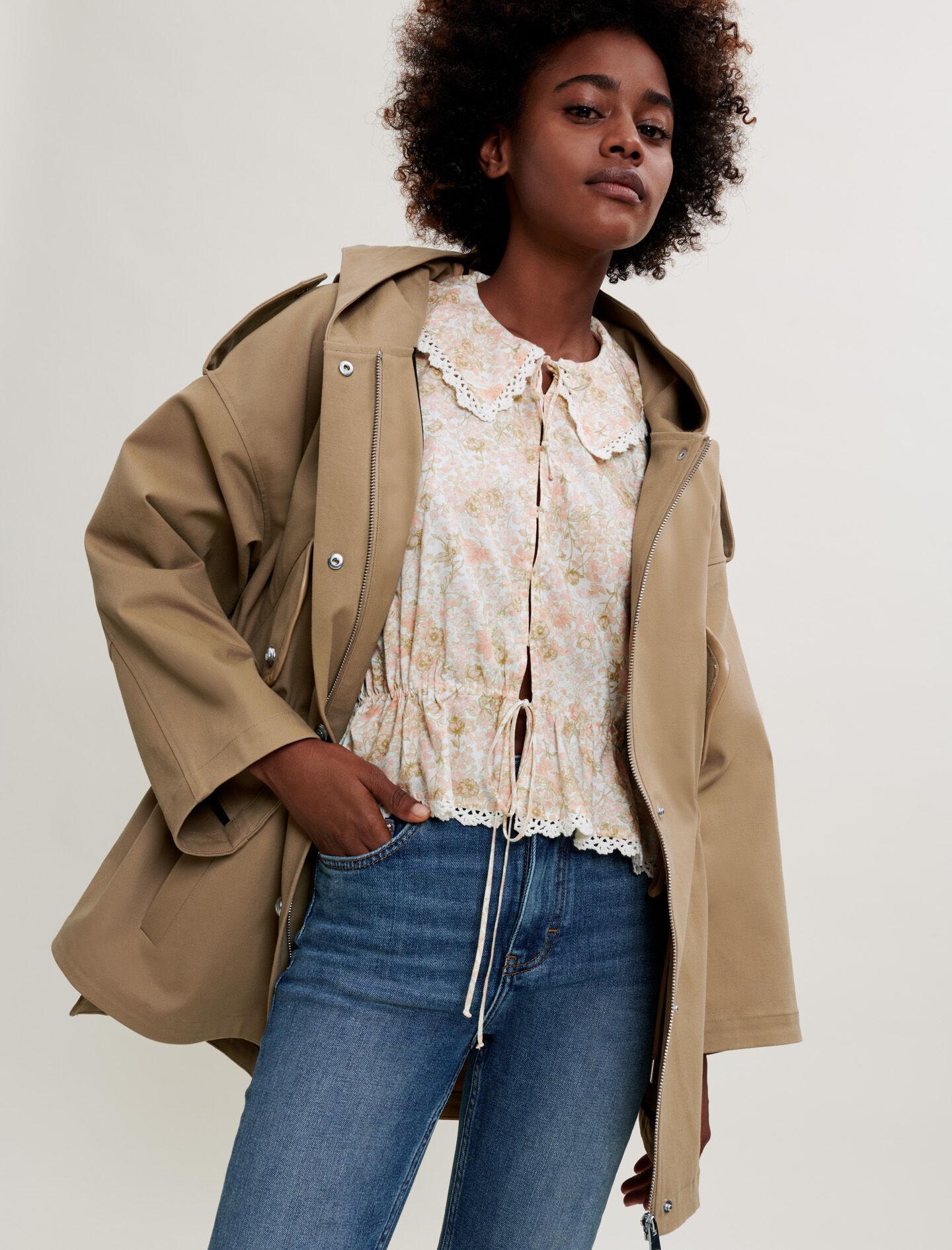 Maje Oversized Cotton Coat in Natural | Lyst