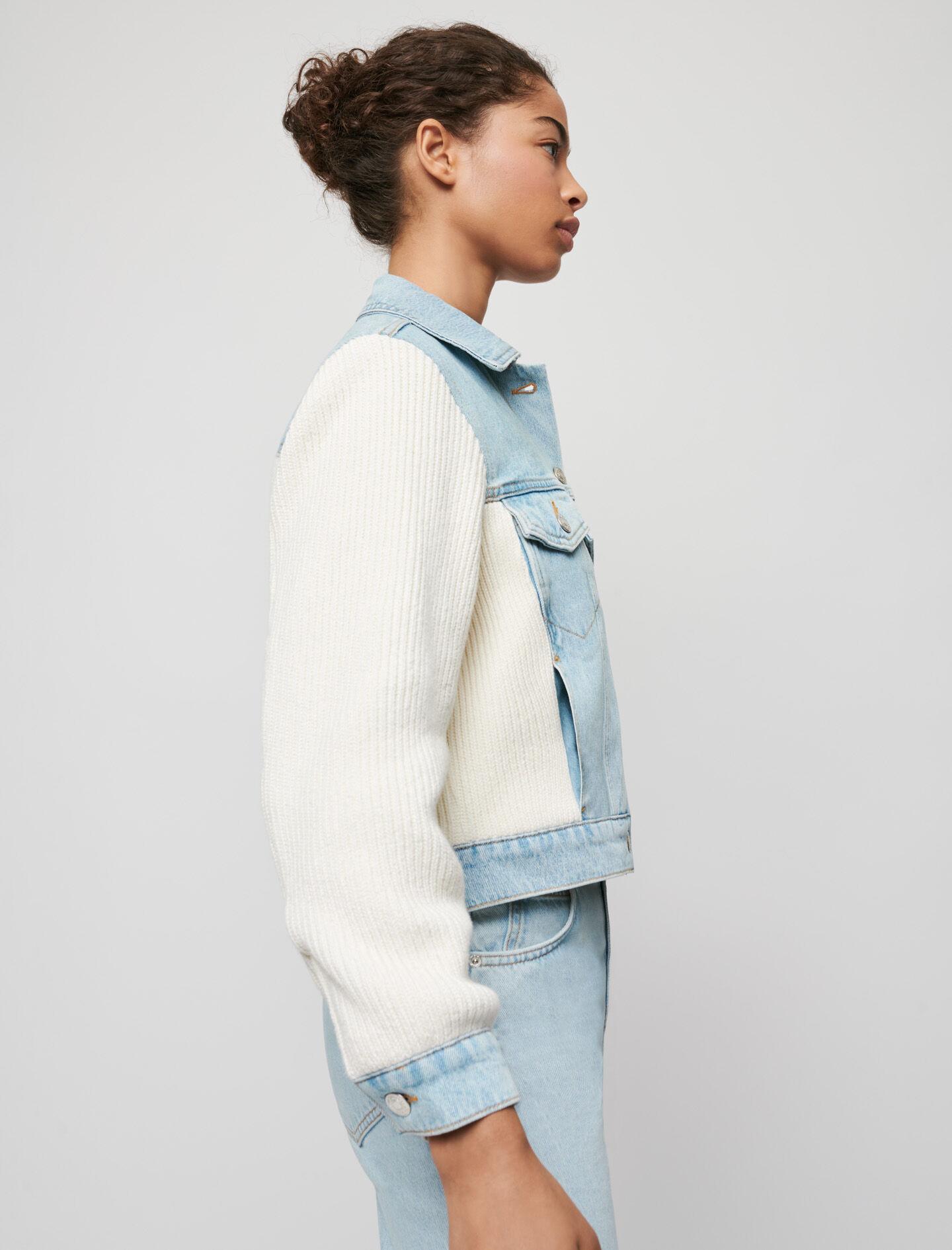 Maje Mixed Material Knit And Denim 