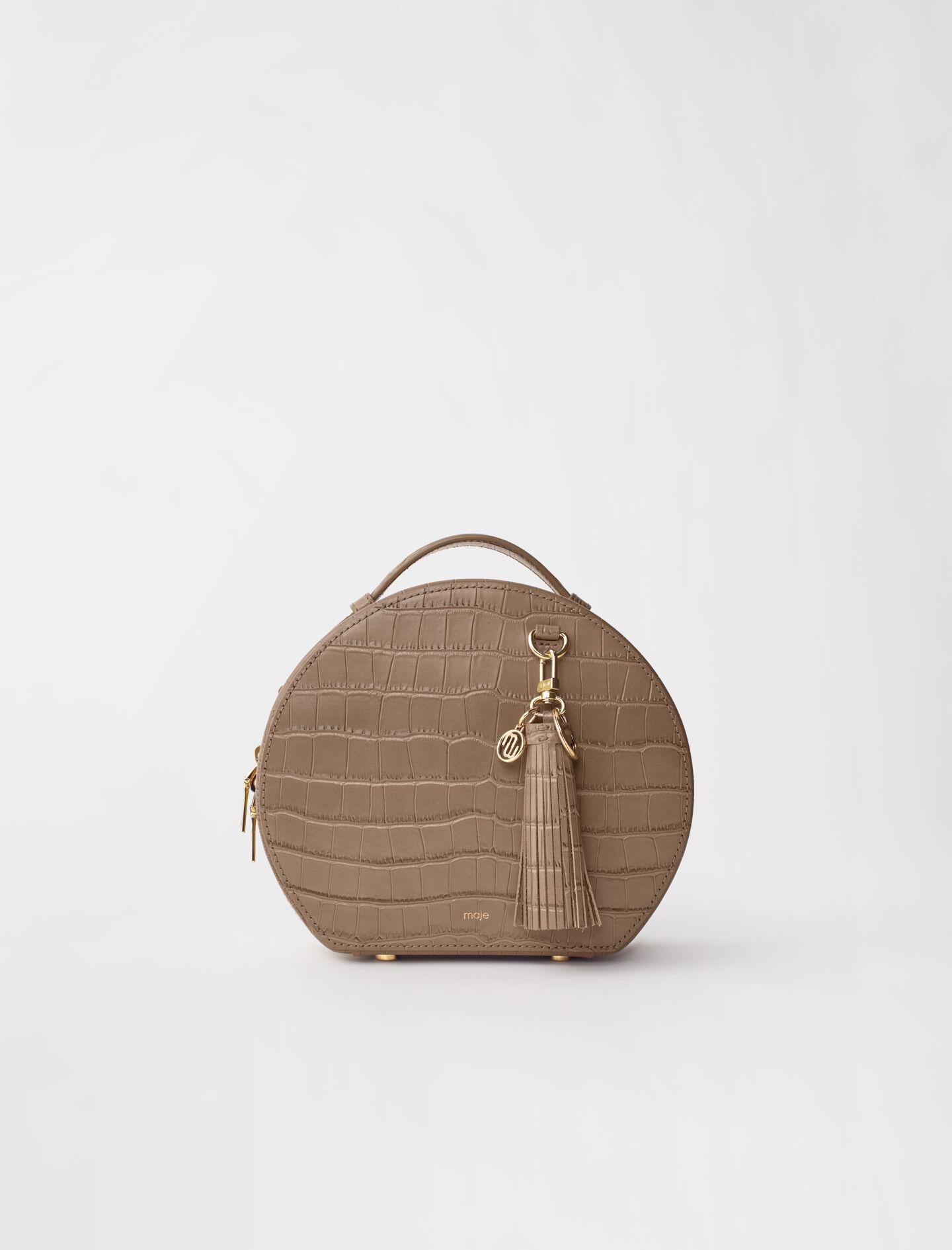 Maje Croc-effect Embossed Round Leather Bag in Mole (Brown) | Lyst UK